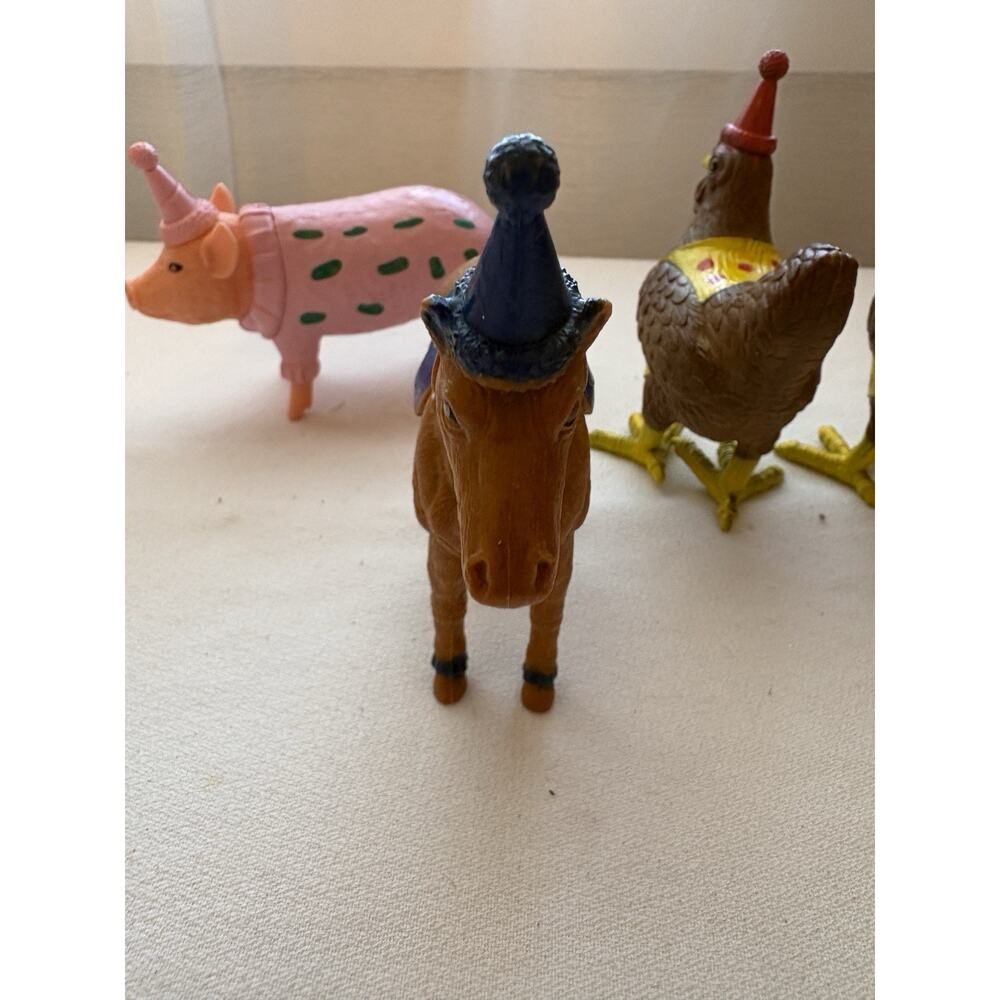 Lot 6 Ankyo Target Party Animals Figures Farm Toys Cake Topper Chicken Pig Horse - Picture 8 of 11